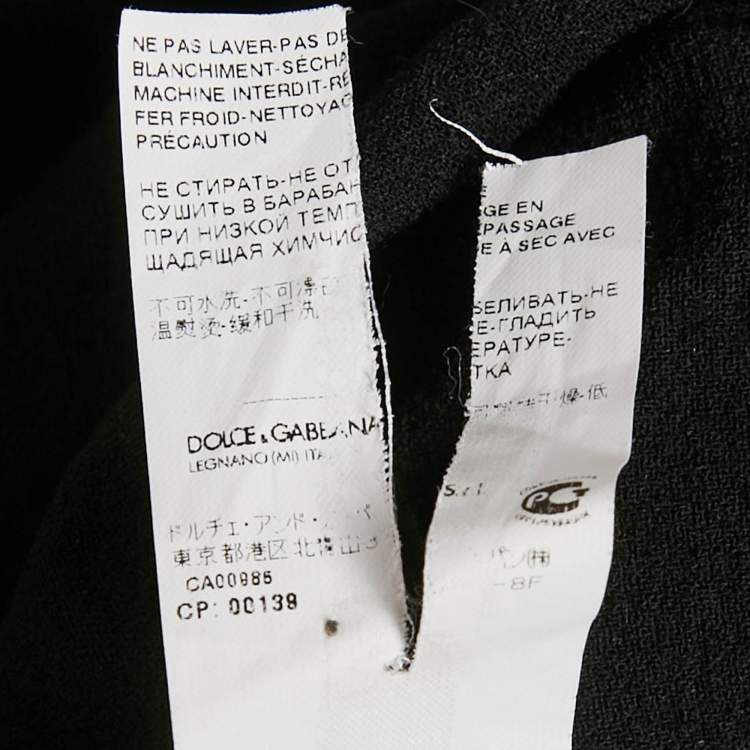 Pre Owned Dolce & Gabbana Black Stretch Crepe Wool Ruche Midi Dress S