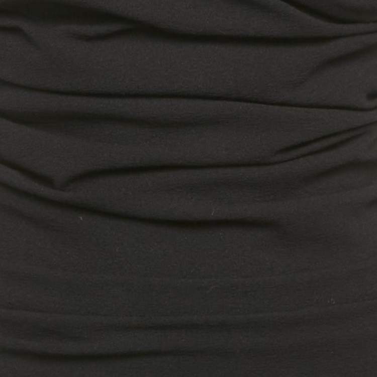 Pre Owned Dolce & Gabbana Black Stretch Crepe Wool Ruche Midi Dress S