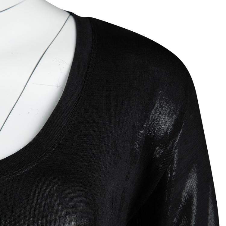 Pre Owned Dolce & Gabbana Metallic Black Long Sleeve Stretch Top M