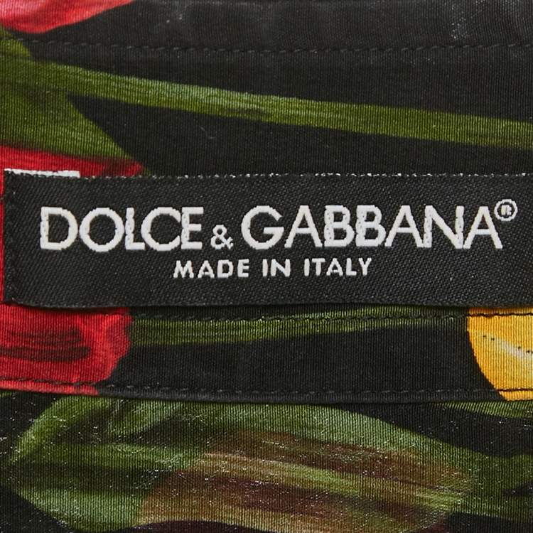 Pre Owned Dolce & Gabbana Black Tulip Print Silk Long sleeve Shirt S