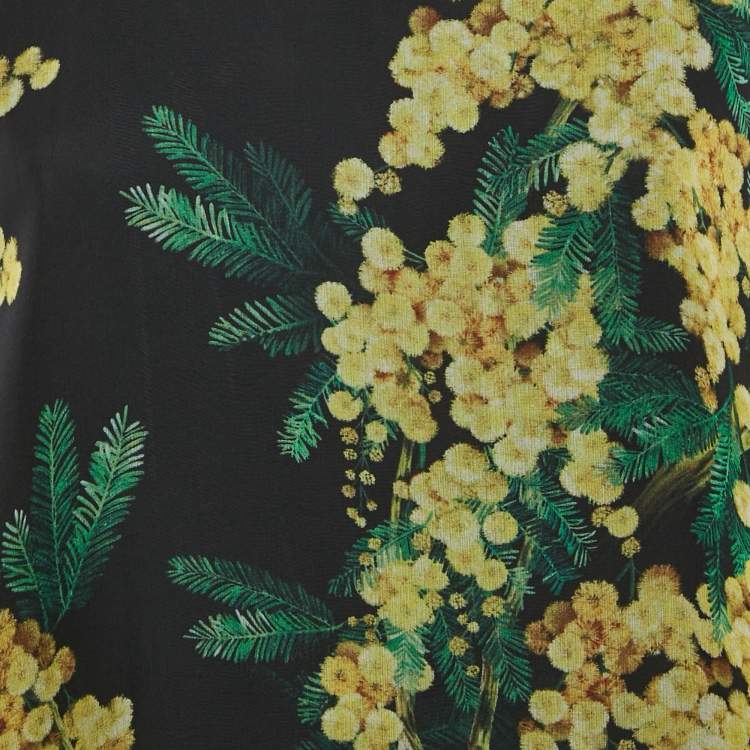 Pre Owned Dolce & Gabbana Black Floral Print Long Sleeve Blouse M