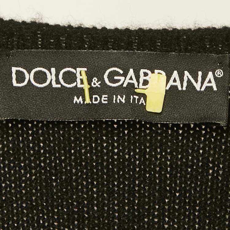 Pre Owned Dolce & Gabbana Black Applique Cashmere Knit Jumper S