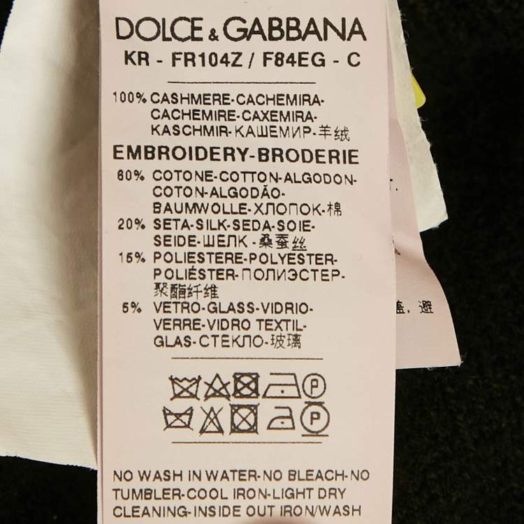 Pre Owned Dolce & Gabbana Black Applique Cashmere Knit Jumper S