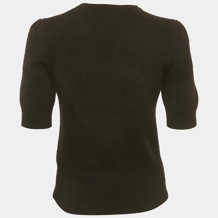 Pre Owned Dolce & Gabbana Black Applique Cashmere Knit Jumper S