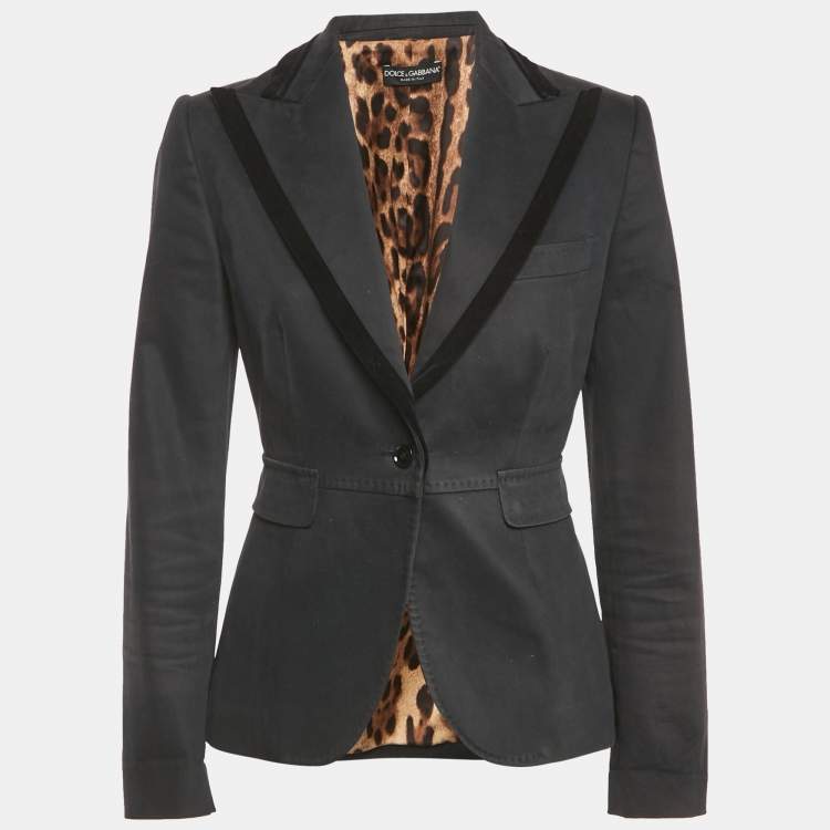 Pre Owned Dolce & Gabbana Black Cotton Single Breasted Blazer M