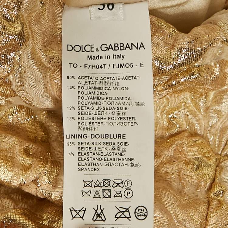 Pre Owned Dolce & Gabbana Gold Textured Lurex Sleeveless Blouse XS 
