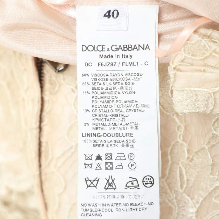 Pre Owned Dolce & Gabbana Beige Lace Maxi Dress S