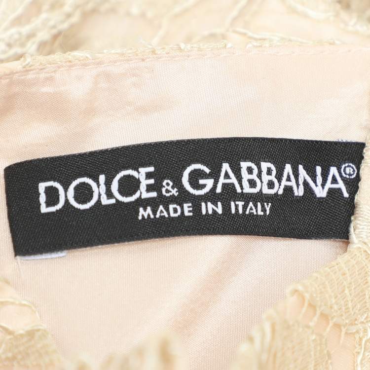 Pre Owned Dolce & Gabbana Beige Lace Maxi Dress S