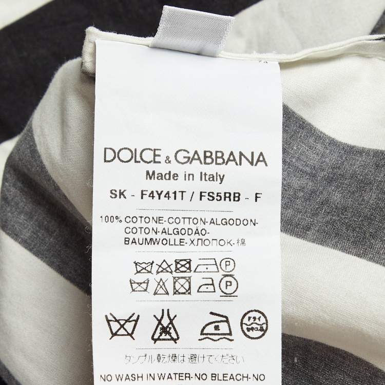Pre Owned Dolce & Gabbana Black/White Striped Cotton Shoulder Strap Long Dress S