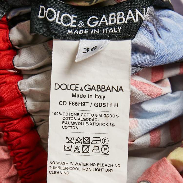 Pre Owned Dolce & Gabbana Multicolor Carretto Print Cotton Short Dress XS
