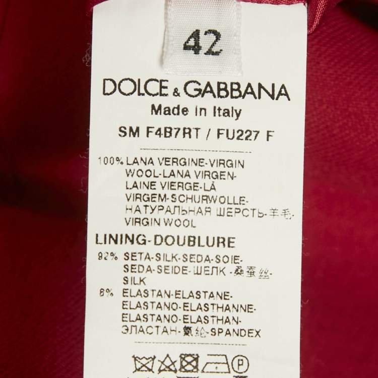 Pre Owned Dolce & Gabbana Red Wool Button Detail Mini Skirt M
