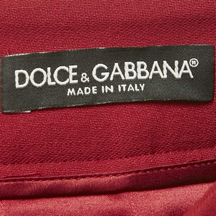 Pre Owned Dolce & Gabbana Red Wool Button Detail Mini Skirt M