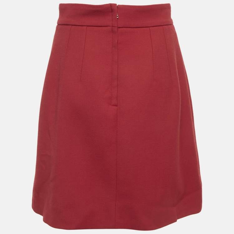 Pre Owned Dolce & Gabbana Red Wool Button Detail Mini Skirt M