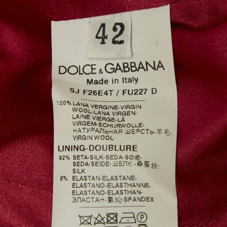 Pre Owned Dolce & Gabbana Red Wool Button Front Cropped Jacket M
