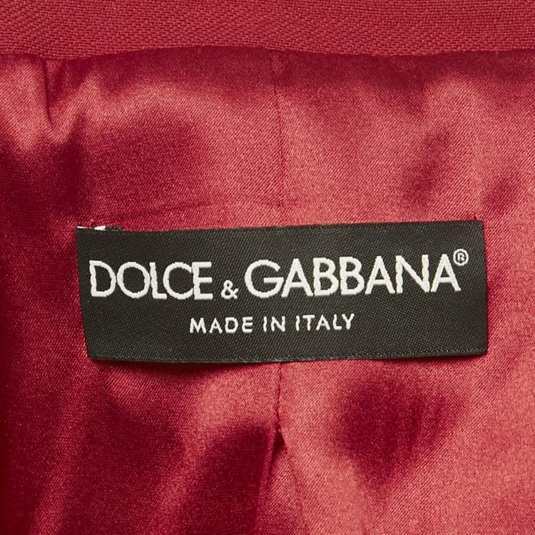 Pre Owned Dolce & Gabbana Red Wool Button Front Cropped Jacket M