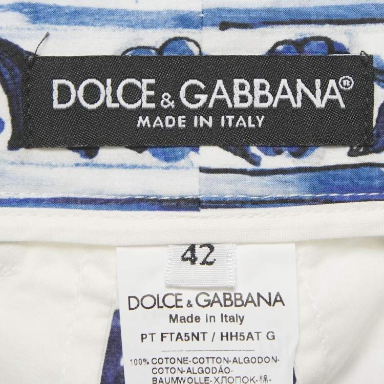 Pre Owned Dolce & Gabbana Blue Majolica Print Cotton CulotteS M