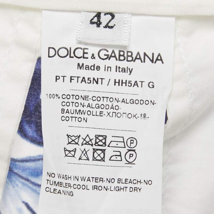 Pre Owned Dolce & Gabbana Blue Majolica Print Cotton CulotteS M