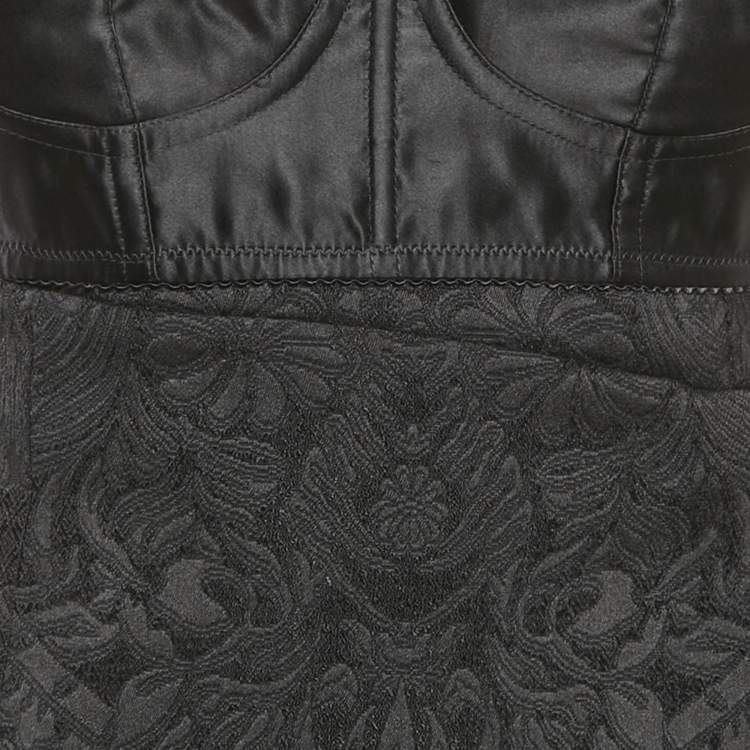 Pre Owned Dolce & Gabbana Black Jacquard Bustier Sleeveless Mini Dress XS