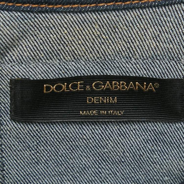 Pre Owned Dolce & Gabbana Blue Denim Cropped Jacket XS