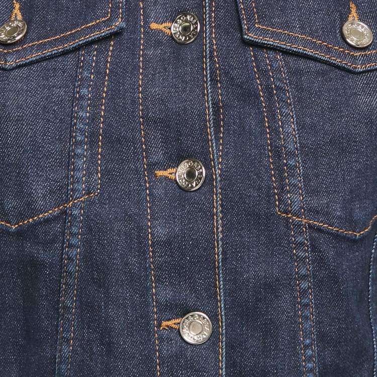 Pre Owned Dolce & Gabbana Blue Denim Cropped Jacket XS