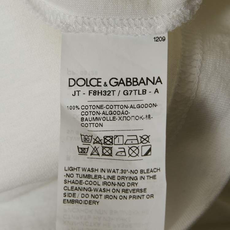 Pre Owned Dolce & Gabbana White Logo printed Cotton Knit T-Shirt S