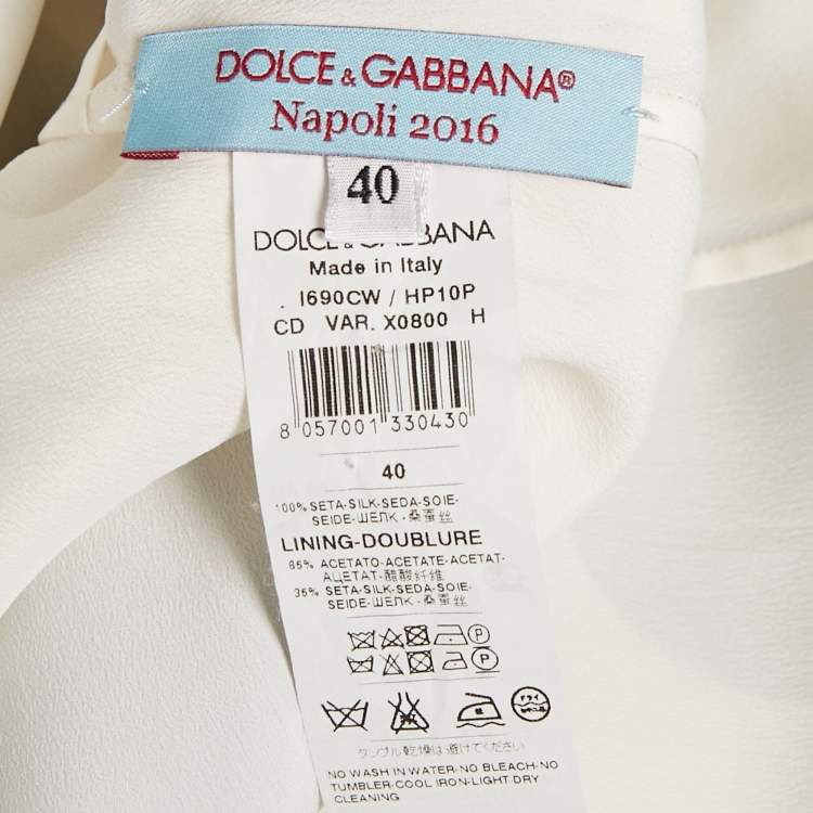Pre Owned Dolce & Gabbana Napoli White Polka Dots Print Organza Shift Short Dress S