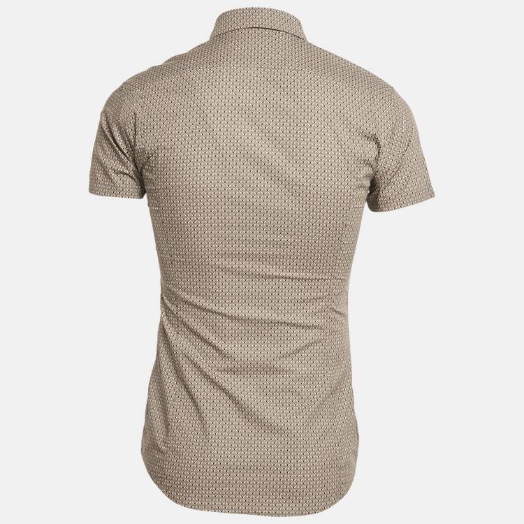 Pre Owned Dolce & Gabbana Beige Printed Cotton Button Front Sicilia Shirt S