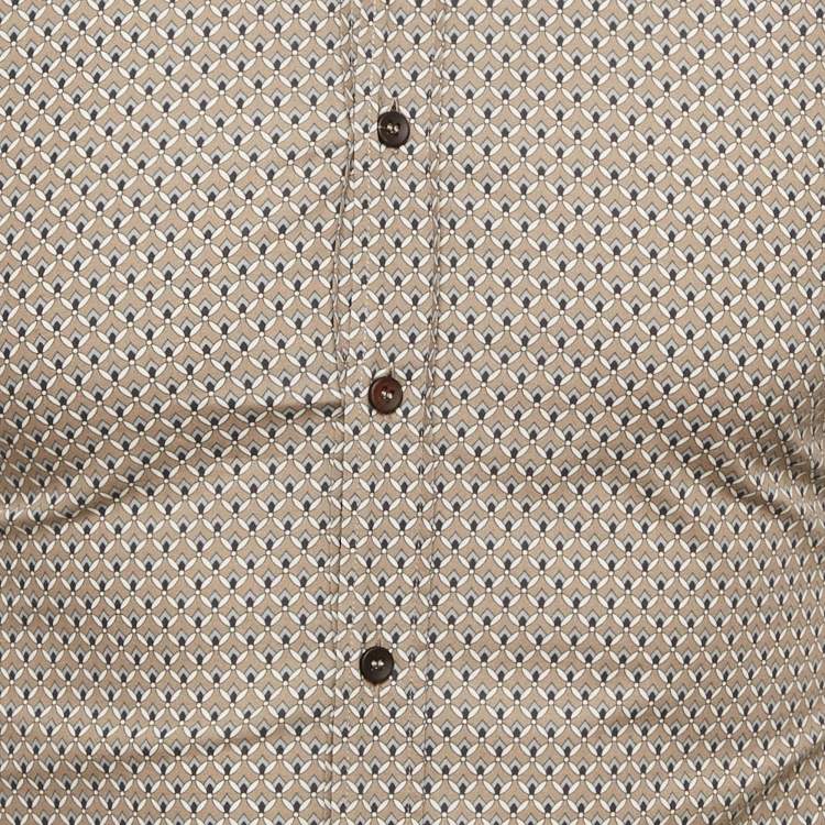 Pre Owned Dolce & Gabbana Beige Printed Cotton Button Front Sicilia Shirt S