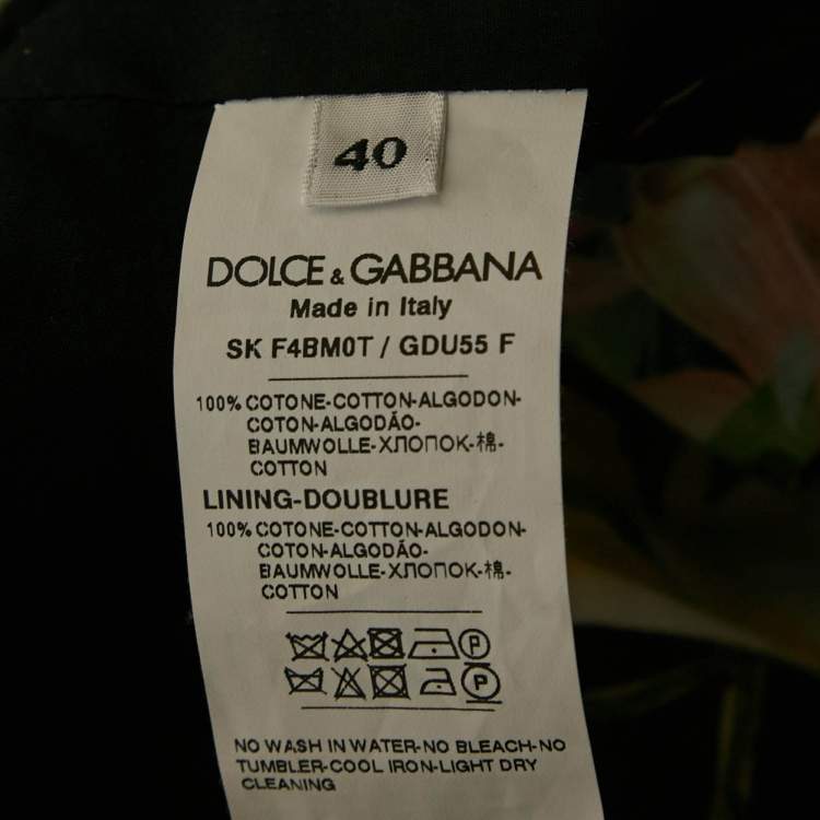 Pre Owned Dolce & Gabbana Black Tropical Print Poplin Tiered Midi Skirt S