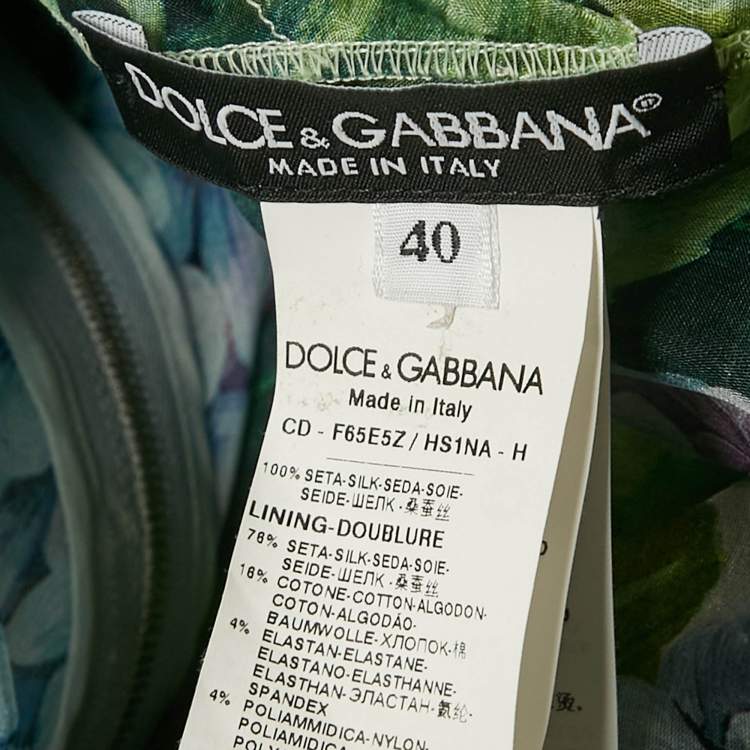 Pre Owned Dolce & Gabbana Green Hydrangea Print Organza Silk Midi Dress S
