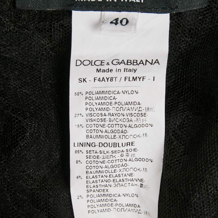 Pre Owned Dolce & Gabbana Black Lace Midi Skirt S