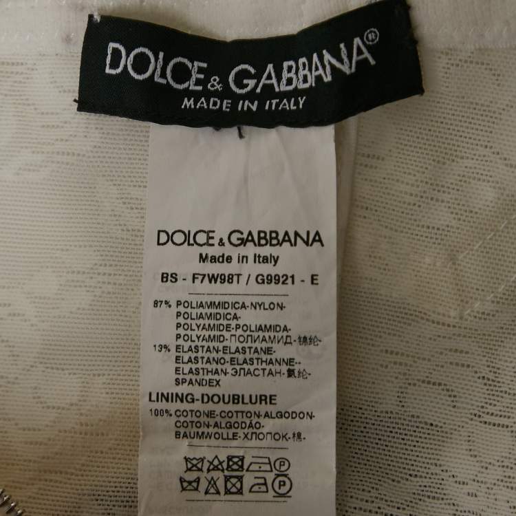 Pre Owned Dolce & Gabbana White Mesh and Satin Bustier Top XS