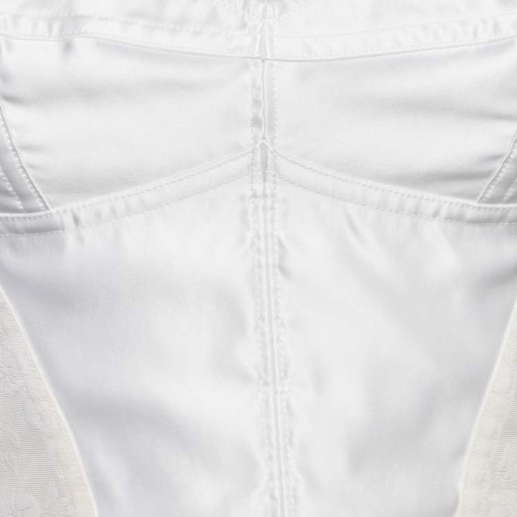 Pre Owned Dolce & Gabbana White Mesh and Satin Bustier Top XS