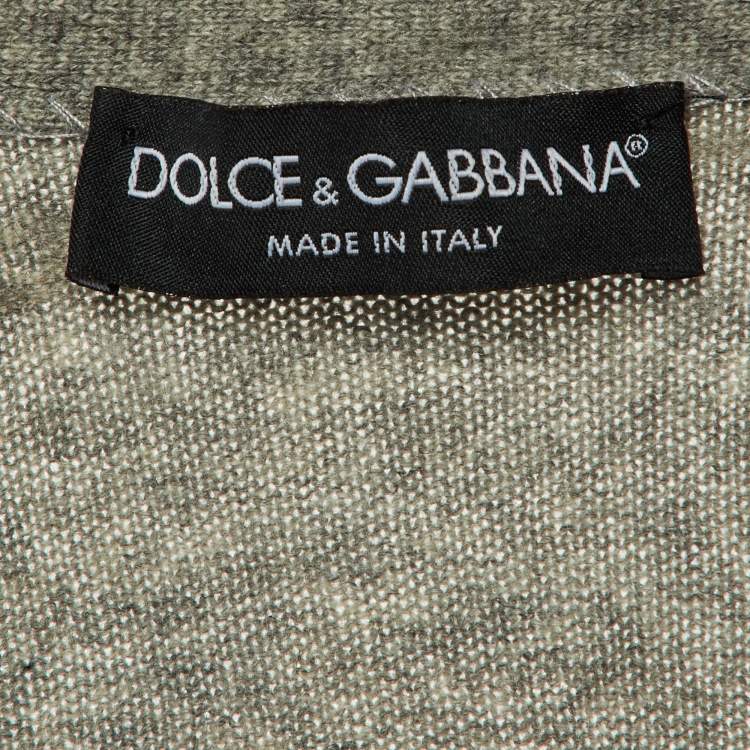 Pre Owned Dolce & Gabbana Grey Cashmere Chain Detail Cardigan S