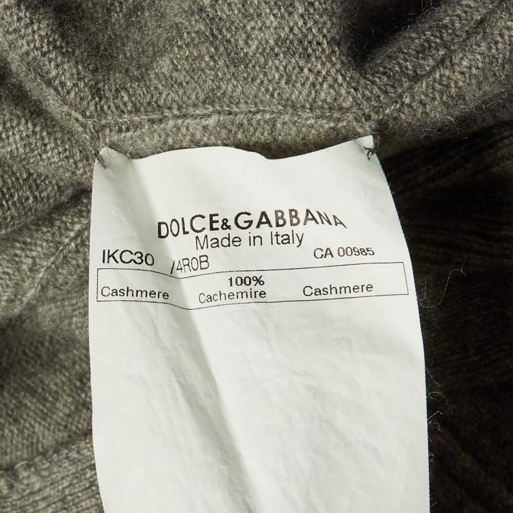 Pre Owned Dolce & Gabbana Grey Cashmere Chain Detail Cardigan S