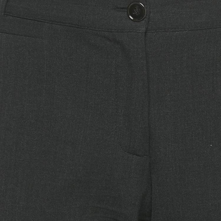 Pre Owned Dolce & Gabbana Dark Grey Wool Embellished Waist Detail Trouser M  