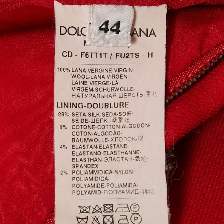 Pre Owned Dolce & Gabbana Red Wool Crepe Sleeveless Midi Dress M