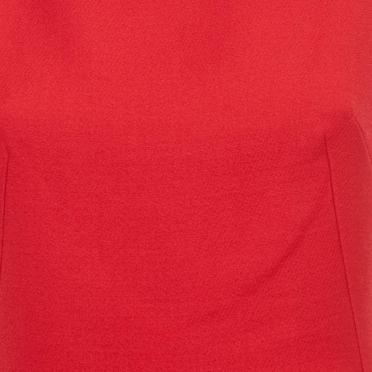 Pre Owned Dolce & Gabbana Red Wool Crepe Sleeveless Midi Dress M