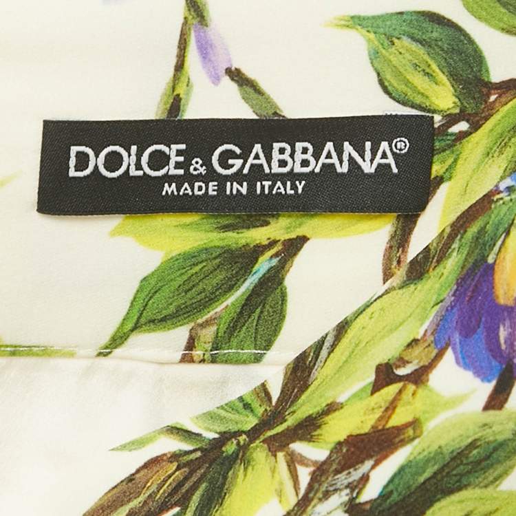 Pre Owned Dolce & Gabbana Off-White Floral Printed Silk Midi Skirt S