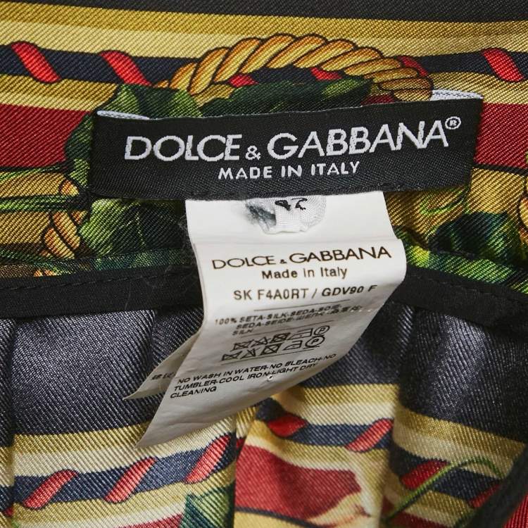 Pre Owned Dolce & Gabbana Multicolor Grape Printed Silk Midi Skirt M