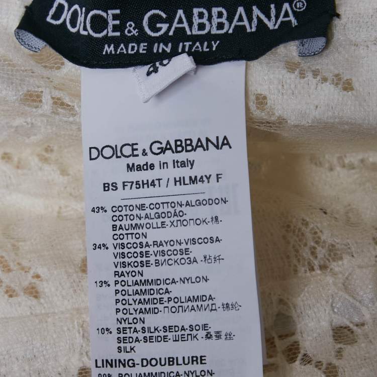 Pre Owned Dolce & Gabbana Off-White Lace Strapless Corset Crop Top S