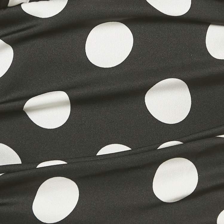 Pre Owned Dolce & Gabbana Black Polka Dots Print Silk Halter Neck Top S