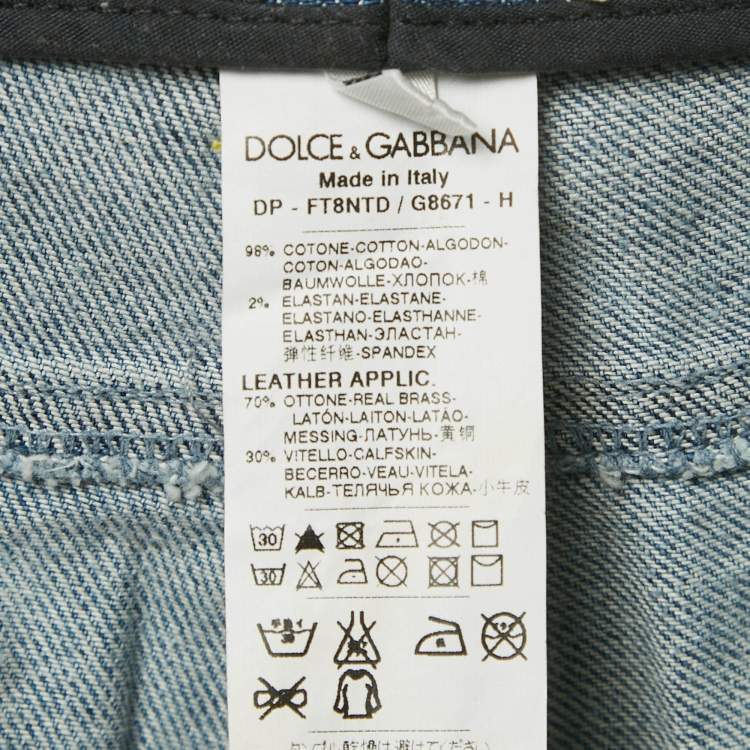 Pre Owned Dolce & Gabbana Green Leopard Print Denim Jeans M Waist 30"