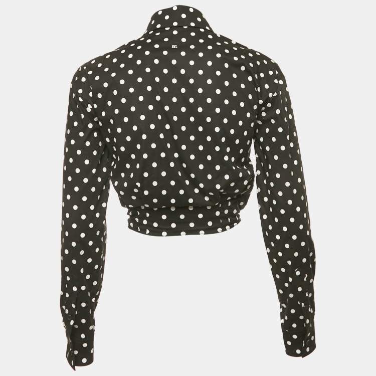 Pre Owned Dolce & Gabbana Black Polka Dots Print Cotton Tie-Up Shirt S