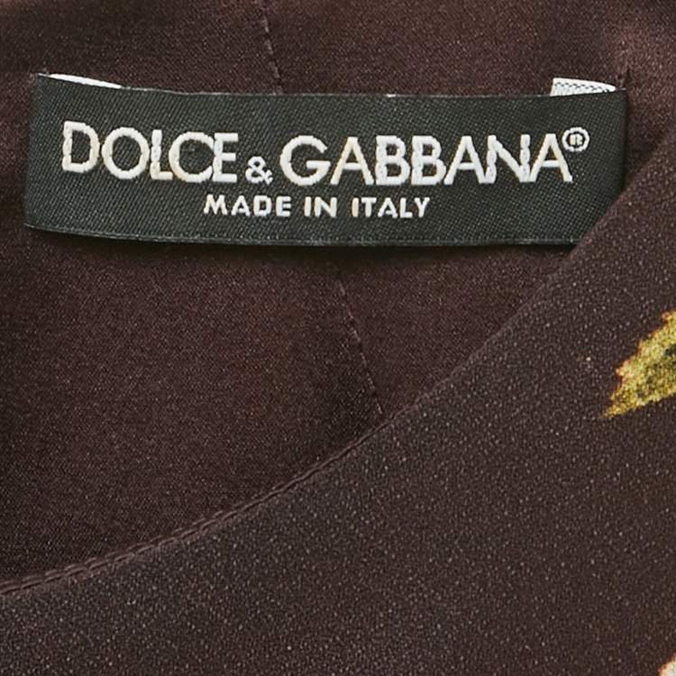 Pre Owned Dolce & Gabbana Burgundy Floral Print Crepe Short Dress L