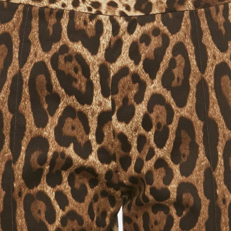 Pre Owned Dolce & Gabbana Brown Leopard Print Cotton Trousers L 