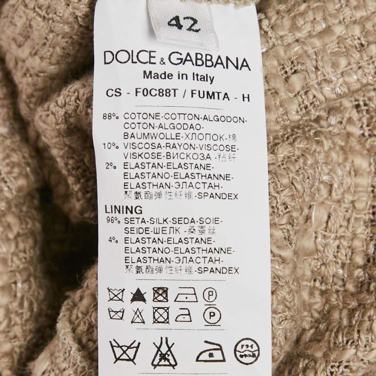 Pre Owned Dolce & Gabbana Beige Denim Trim Tweed Jacket M