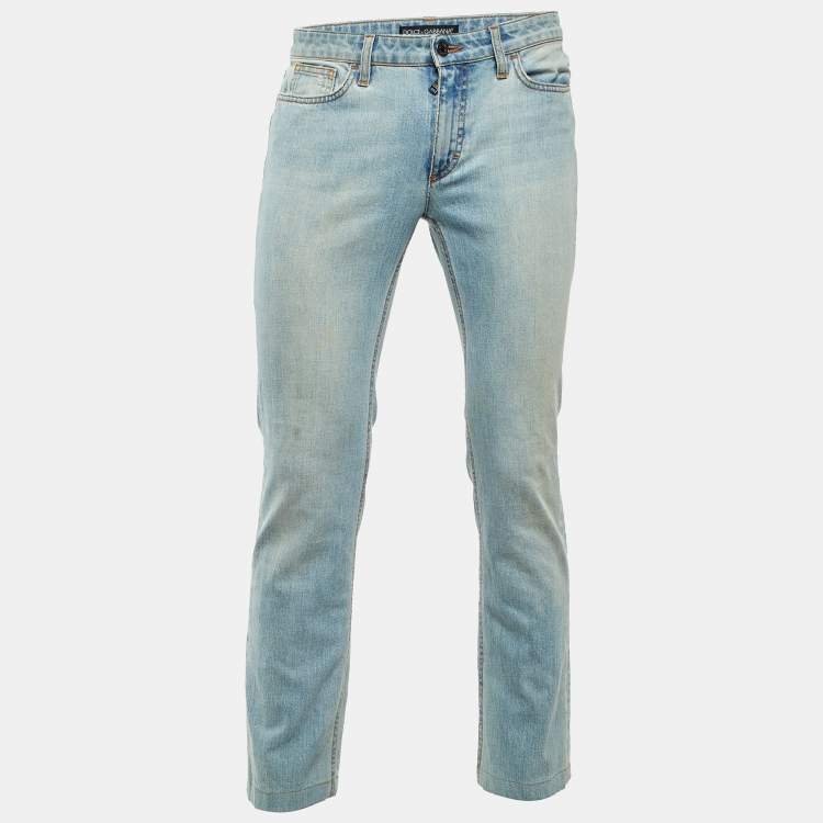 Pre Owned Dolce & Gabbana Blue Denim Tapered Leg Jeans M