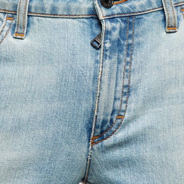 Pre Owned Dolce & Gabbana Blue Denim Tapered Leg Jeans M