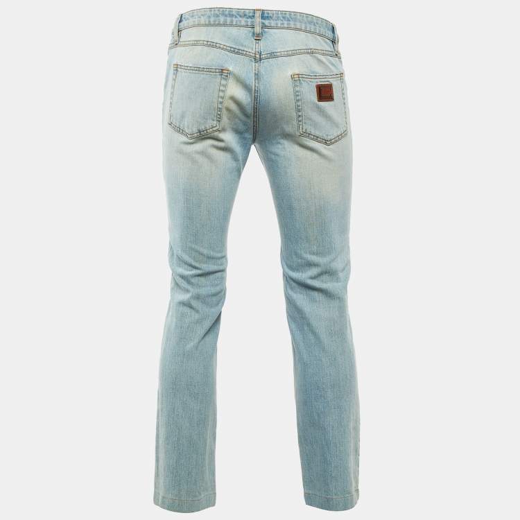 Pre Owned Dolce & Gabbana Blue Denim Tapered Leg Jeans M